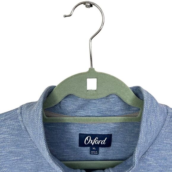 Oxford Sweater Quarter Button Stand Collar Long Sleeve Heather Blue Men Size XL - Picture 3 of 5
